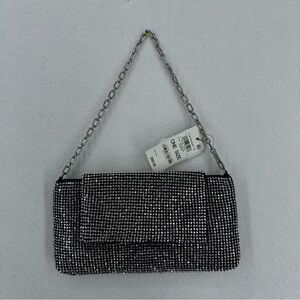 NWT I.N.C. International Concepts Clutch Baguette Bag Pewter Bling Silver